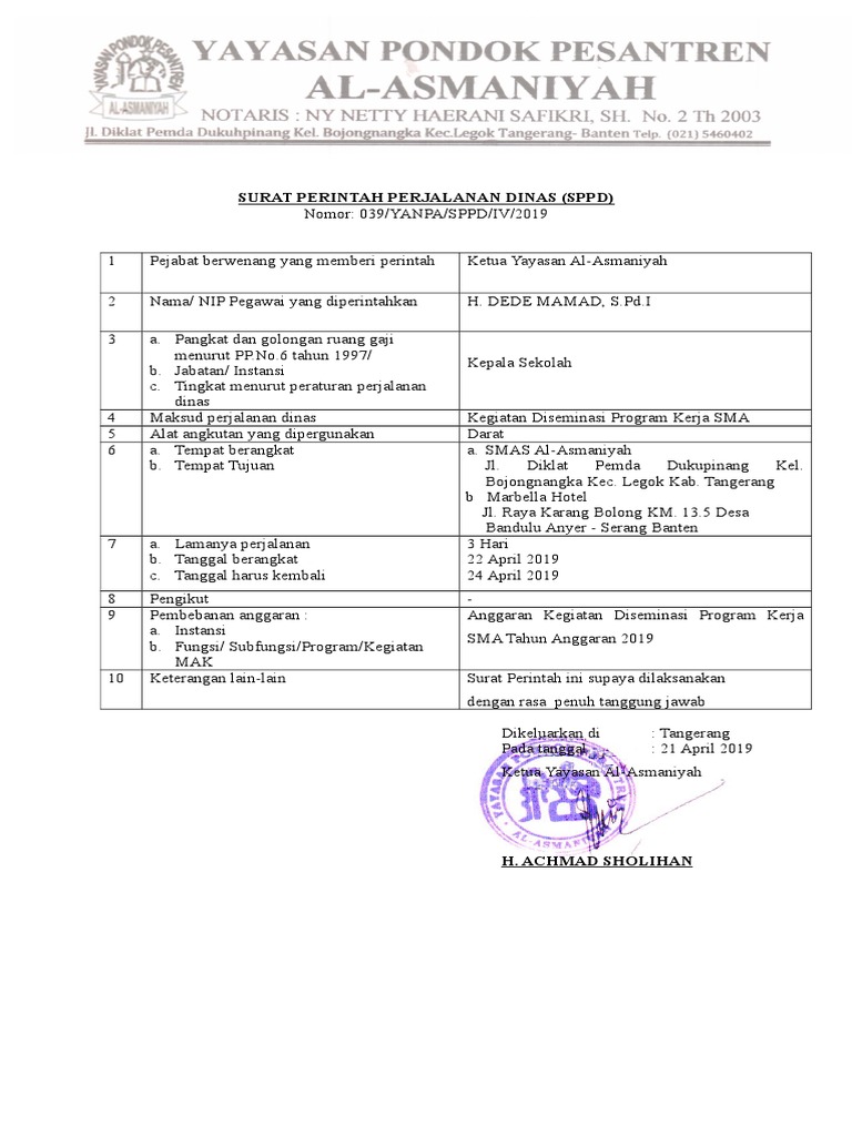Yuk Simak Contoh Sppd Sekolah 2021 Terbaik | Lihat Contoh Surat Terbaik