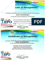 Certificate of Recognition: Most Responsible