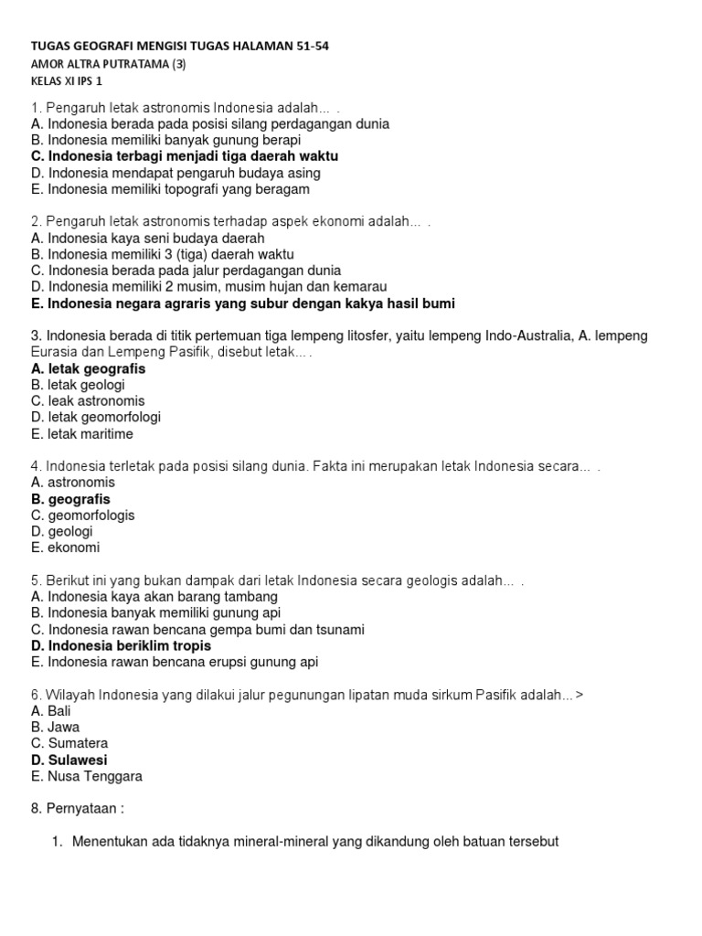 Tugas Geografi Mengisi Tugas Halaman 51 Docx