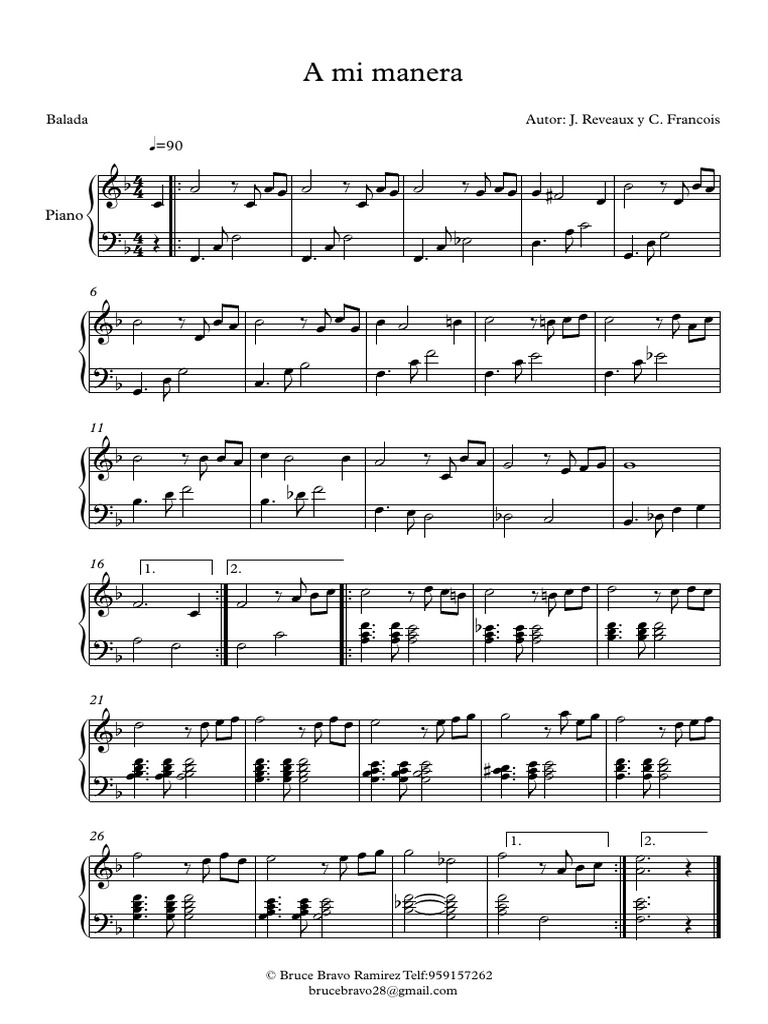 A Mi Manera Partitura Completa Pdf