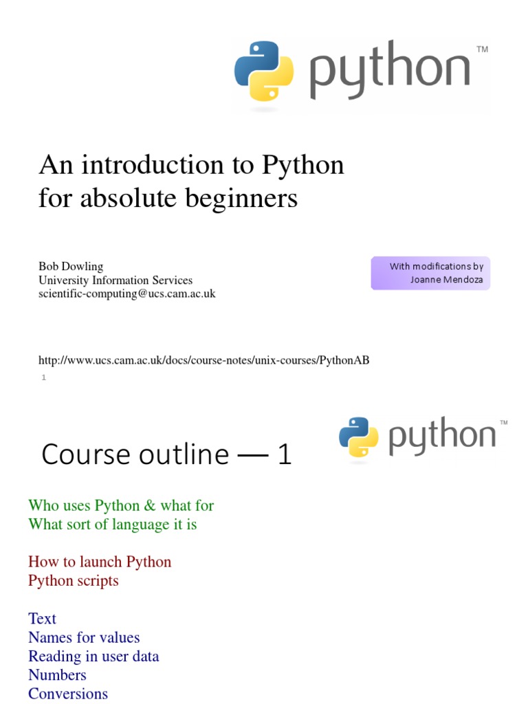 An Introduction To Python For Absolute Beginners | PDF | Boolean Data ...