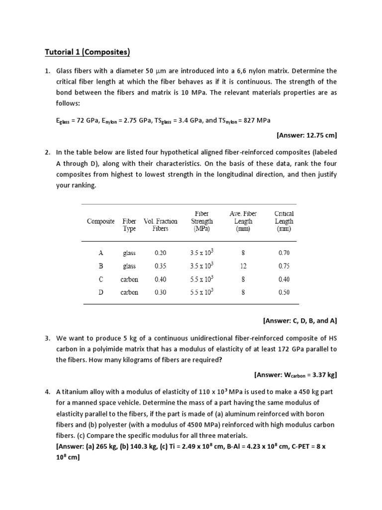 Composites Tutorial: Fiber Strength Analysis | PDF | Teaching Methods ...