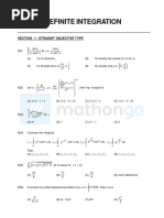 Definite Integration: Section - I: Straight Objective Type