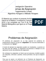 Inguaa Diapositivas Io 2019 Unidad 5 5problema de Asignación, Método Húngaro