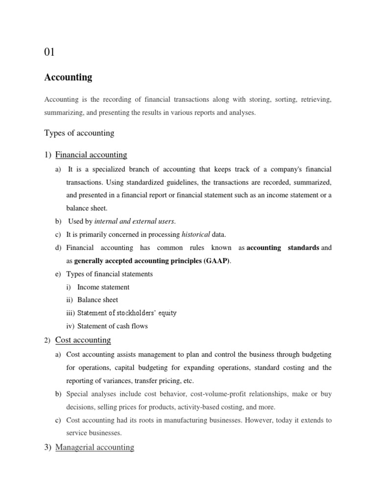 Accounting Types of Accounting 1) Financial Accounting PDF
