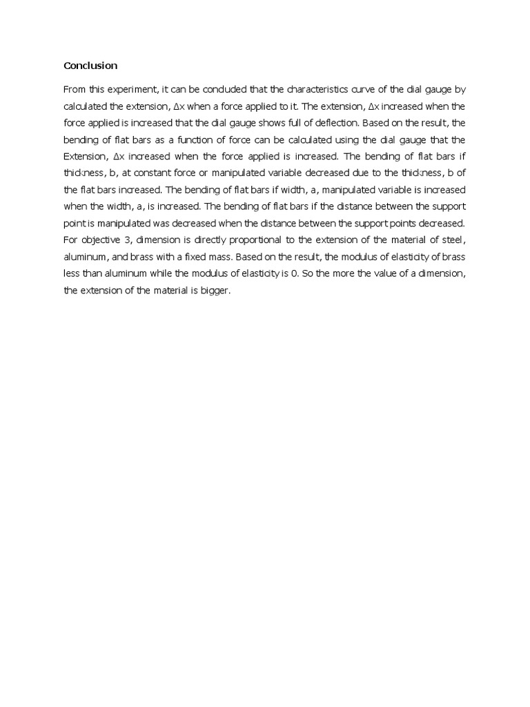 Dial Gauge Experiment Conclusions | PDF | Science & Mathematics