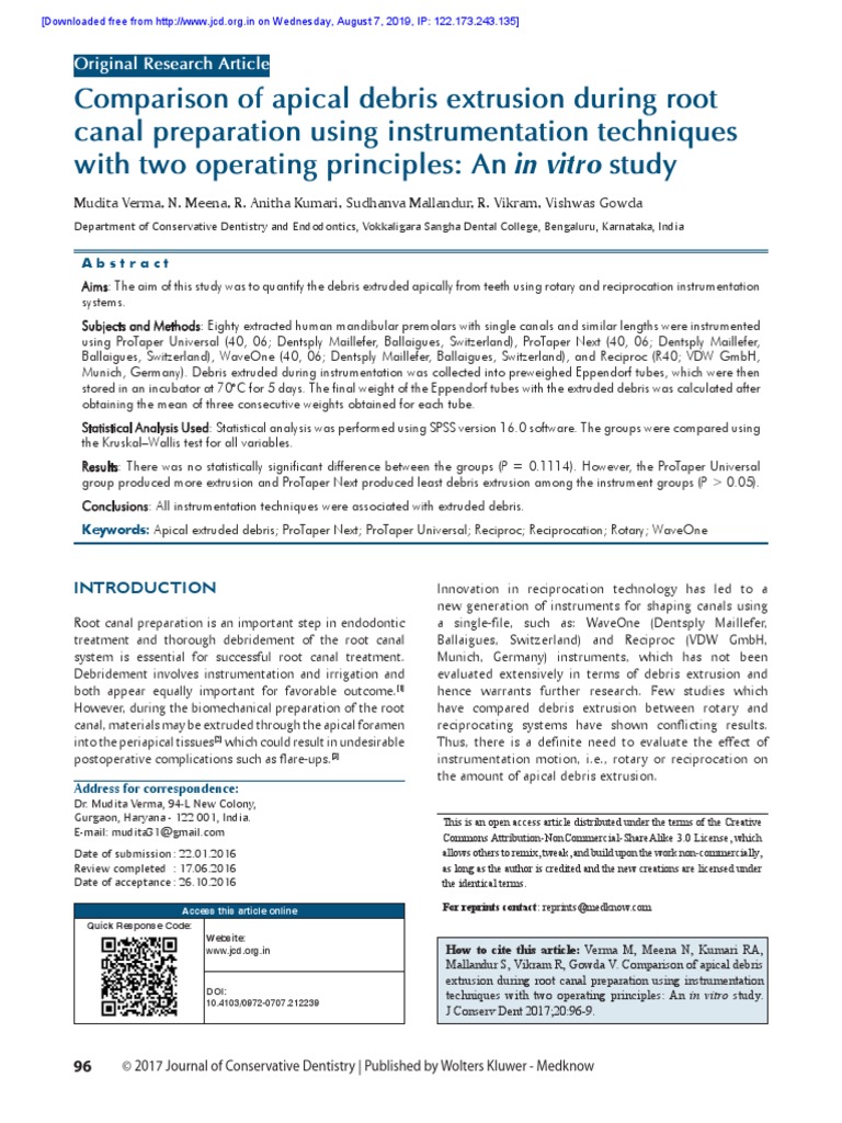 Journal of Endodontics PDF Extrusion Mouth