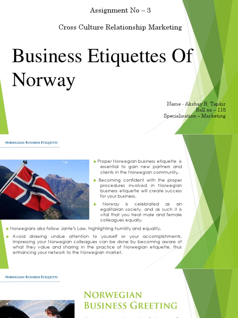 Image showcasing Business Etiquettes of Norway: Assignment No - 3 Cross Culture ...