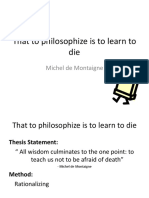 That To Philosophize Is To Learn To Die