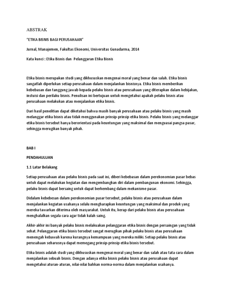 Jurnal Etika Bisnis Pdf