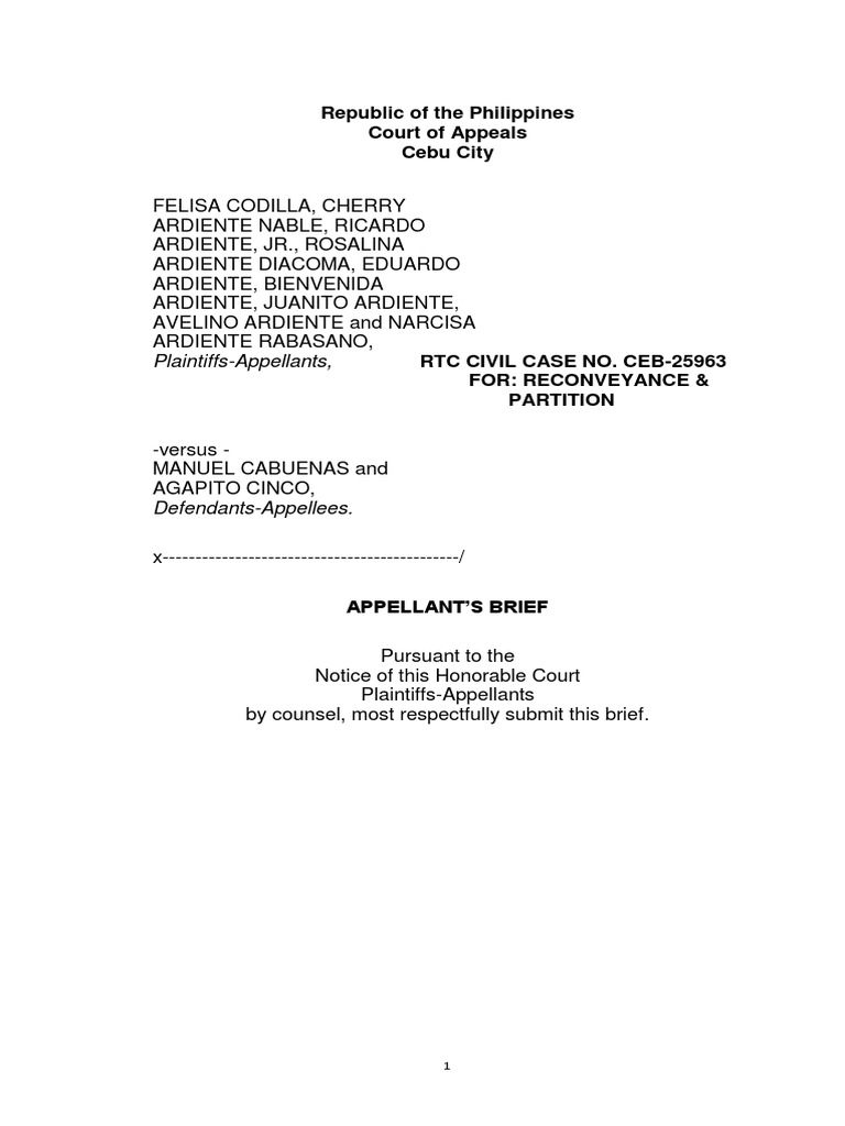 PlaintiffsAppellants, Republic of The Philippines Court of Appeals