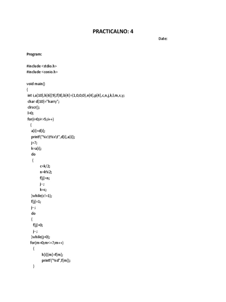 C Program for Binary Data Encoding | PDF | Teaching Methods & Materials ...