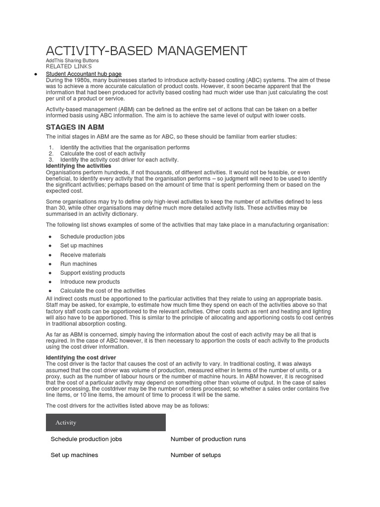 Activity Based Management | PDF | Business Process | Satellite Television