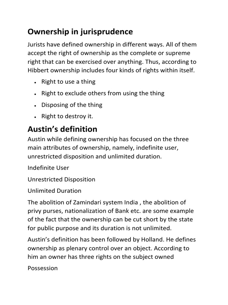 Ownership in Jurisprudence PDF Ownership Trust Law