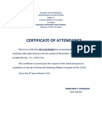 Certificate of Attendance