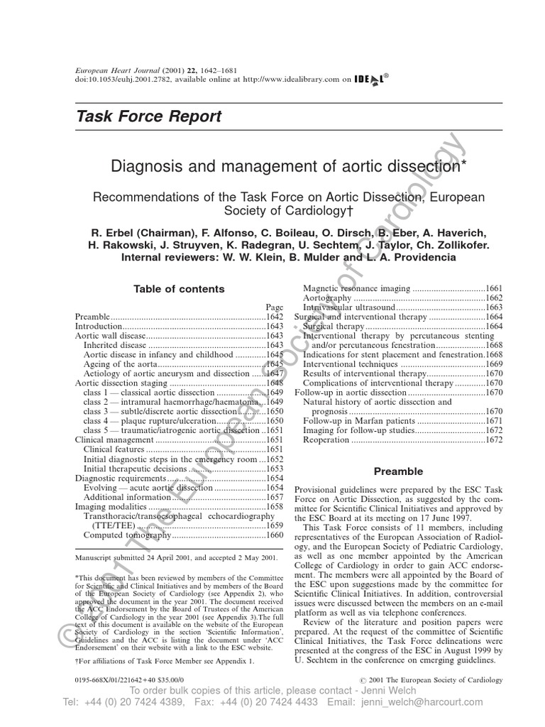 1 The European Society of Cardiology: Task Force Report | PDF | Aorta ...