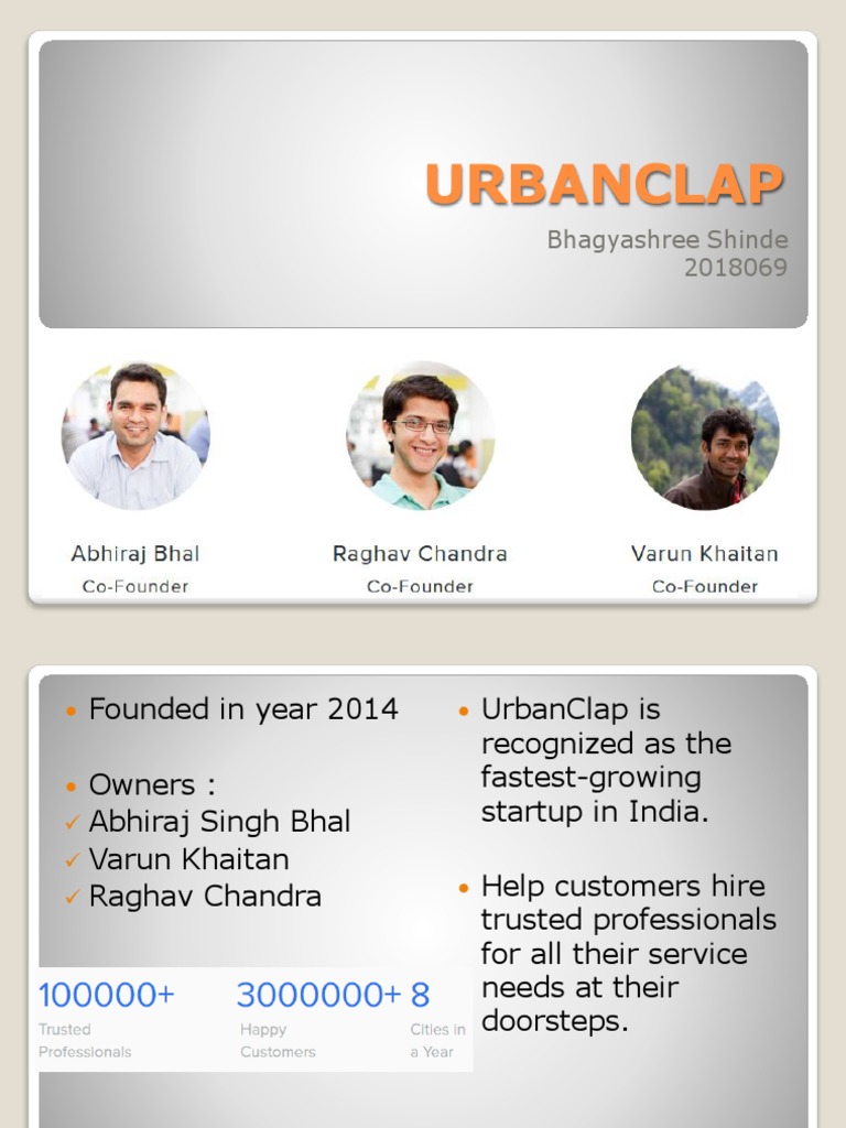 UrbanClap: Services and Founders | PDF