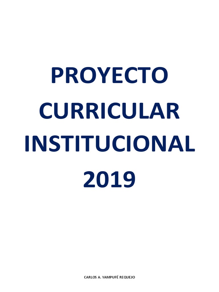 Proyecto Curricular Institucional 2019 | PDF | Plan de estudios ...