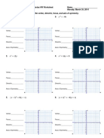 Parabolas HW Worksheet Day 1 March 2014