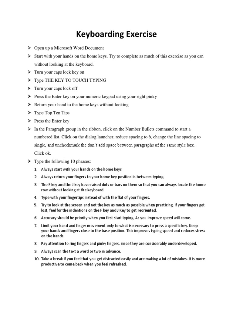 Keyboarding Exercise PDF Text Input/Output