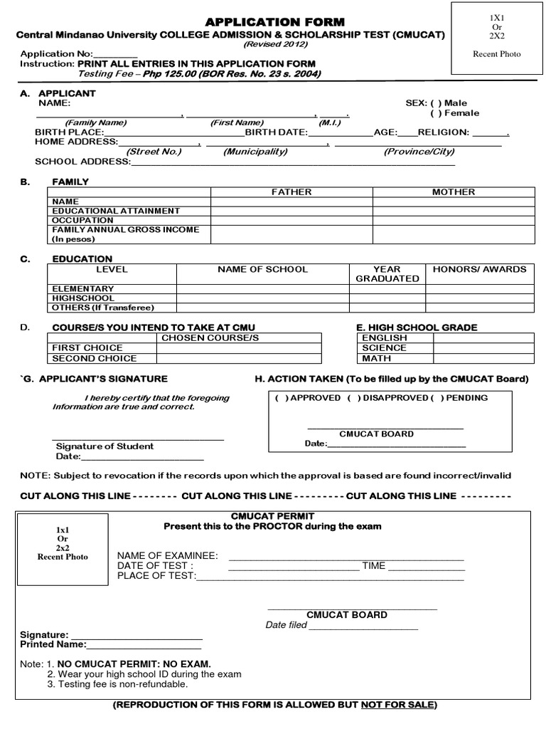 CMUCAT Application Form 2025 | PDF | Educational Assessment And ...