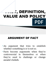Fact, Definition, Value and Policy