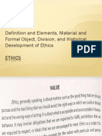 Definition and Elements, Material and Formal Object, Division, and Historical Development of Ethics