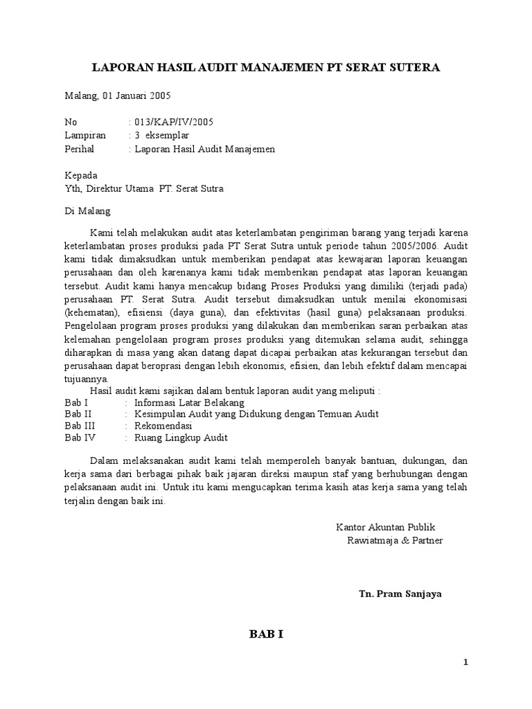 Kasus Bab 6 Laporan Audit Manajemen Doc