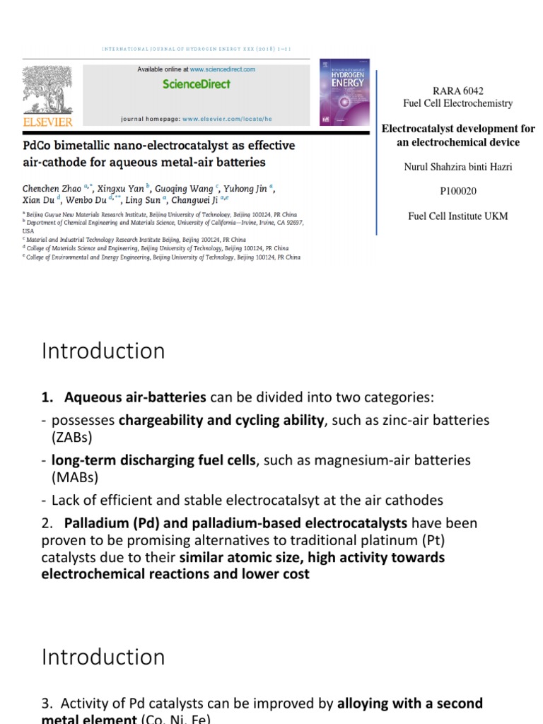 Electrocatalyst Development For An Electrochemical Device RARA 6042