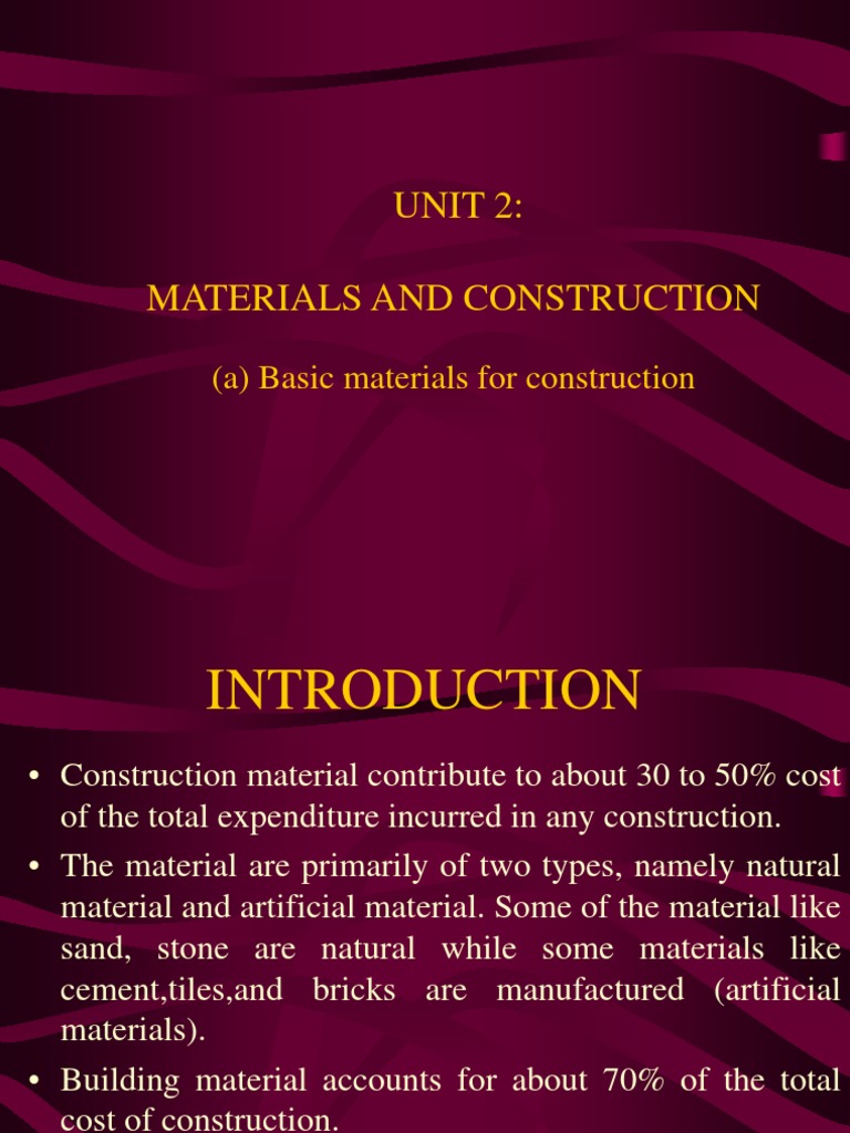 Unit 2: Materials and Construction | PDF | Cement | Lime (Material)