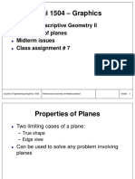 Engi 1504 - Graphics: Lecture 6: Descriptive Geometry II Properties of Planes Midterm Issues Class Assignment # 7