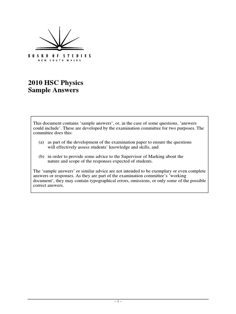 2010 HSC Physics Sample Answers | PDF | Stars | Telescope