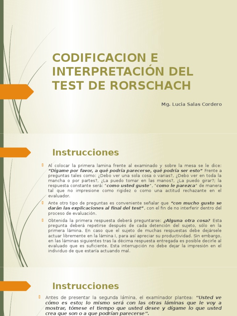 Codificacion e Interpretación Del Test de Rorschach | PDF | Percepción |  Color, image size:768x1024