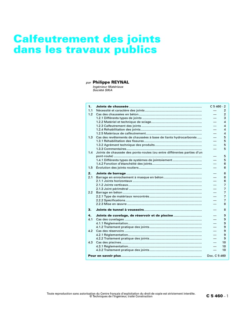 Règles d'application d'un calfeutrement avec fond de joint plus mastic