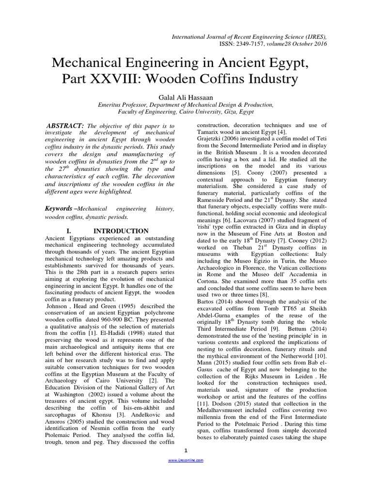 Wooden Coffins in Ancient Egypt's Engineering | PDF | New Kingdom Of ...
