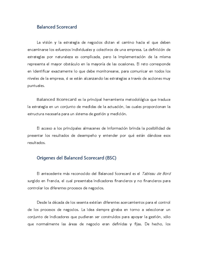 Objetivos Estratégicos en Balanced Scorecard | PDF | Calidad (comercial ...