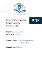 Course Book of Engineering Analysis for Civil Eng 2019-2020 ----- (Dr.rafi')