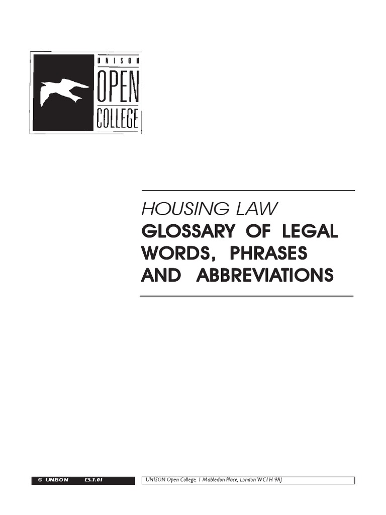 Housing Law © Unison Es.7.01 PDF Lease Precedent