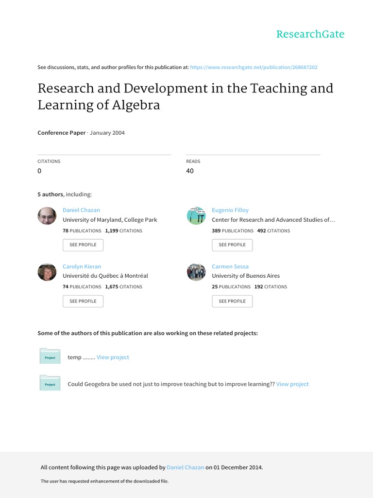 Research and Development in The Teaching | PDF | Curriculum | Algebra