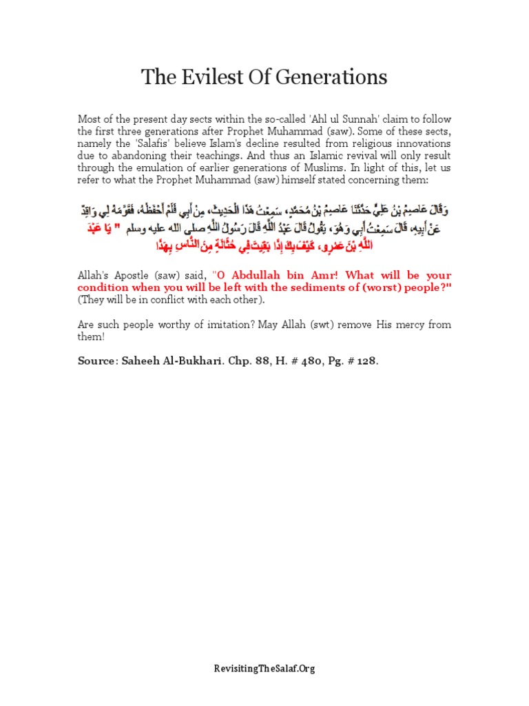 The Evilest of Generations | PDF | Muhammad | Hadith