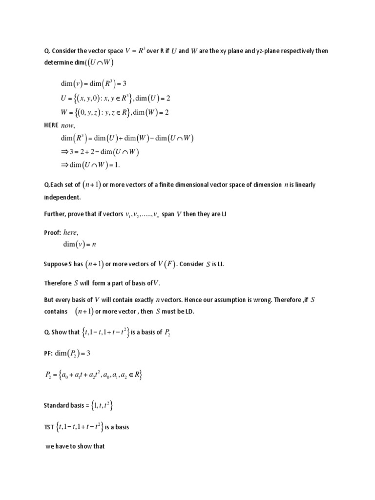 Bishal Paul Docx Basis Linear Algebra Linear Subspace