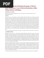 Comprehending The Marketing Strategies of Microfi Nance Institutions: Case of Selected Institutions Within Multan District of Pakistan