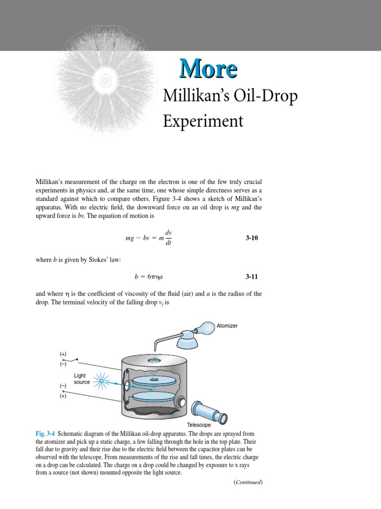 Millikan's Oil-Drop Experiment Overview | PDF | Quantity | Physics