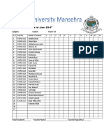 Monthly Attendance For Class BS