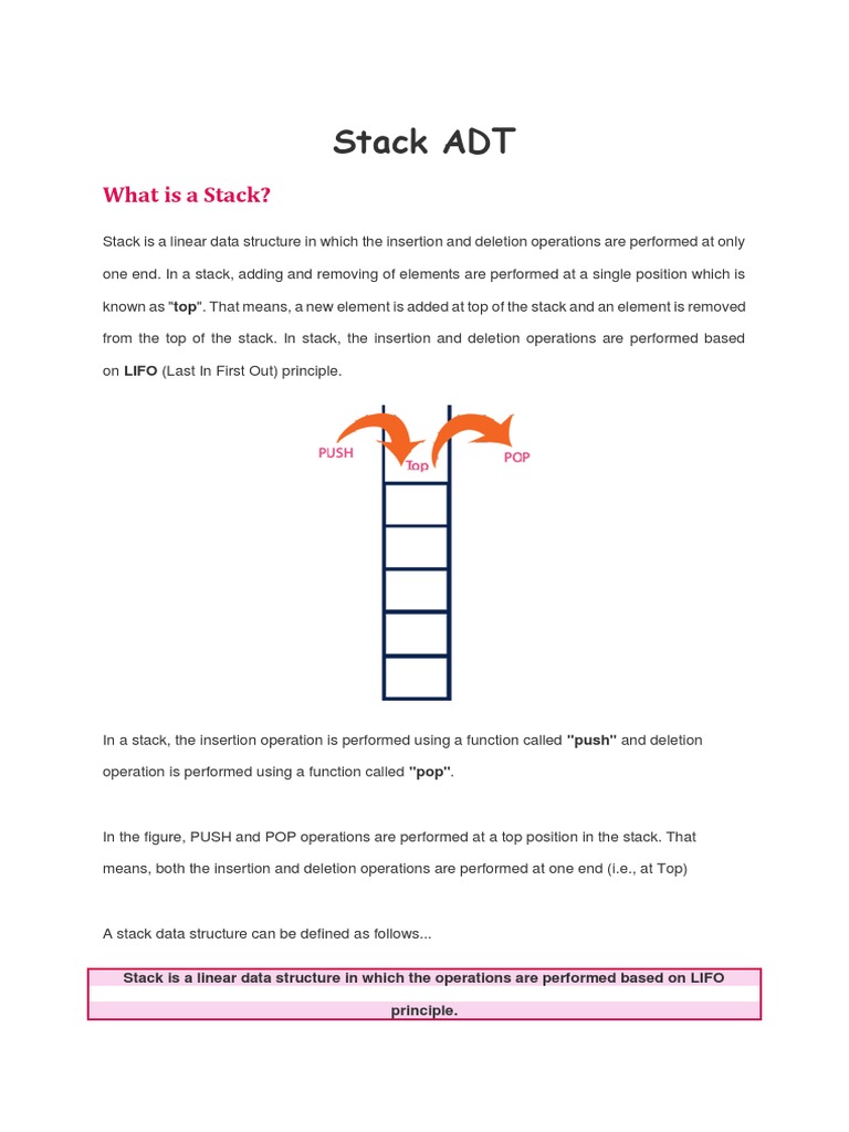 Stack ADT: What Is A Stack? | Download Free PDF | Array Data Structure ...