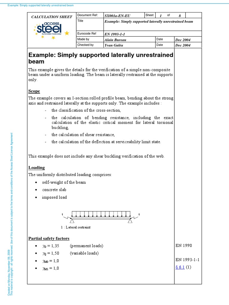 Example: Simply Supported Laterally Unrestrained Beam | PDF | Beam ...