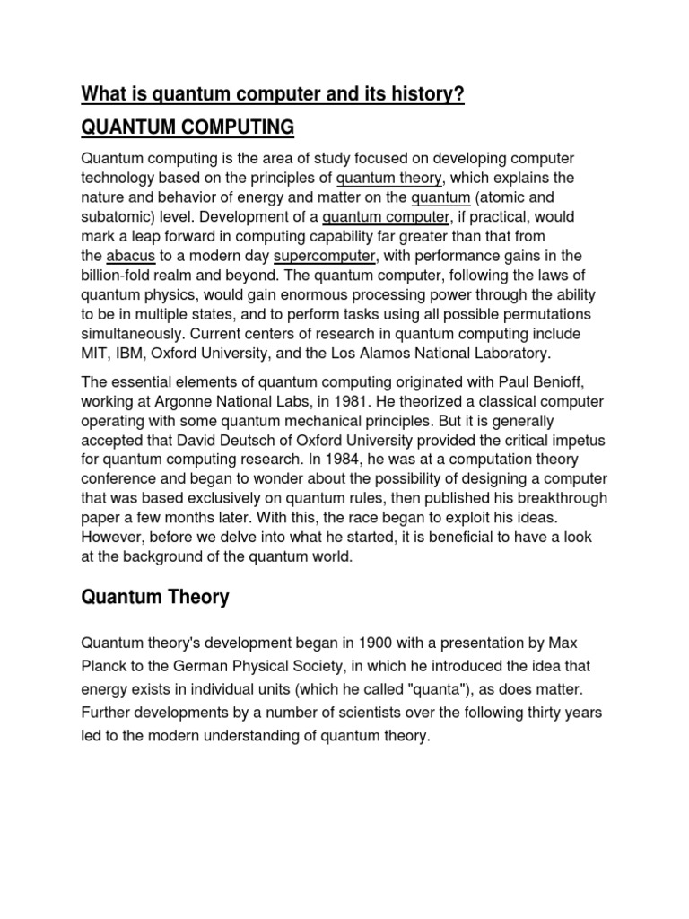 History of Quantum Computing Origins | PDF | Quantum Entanglement ...
