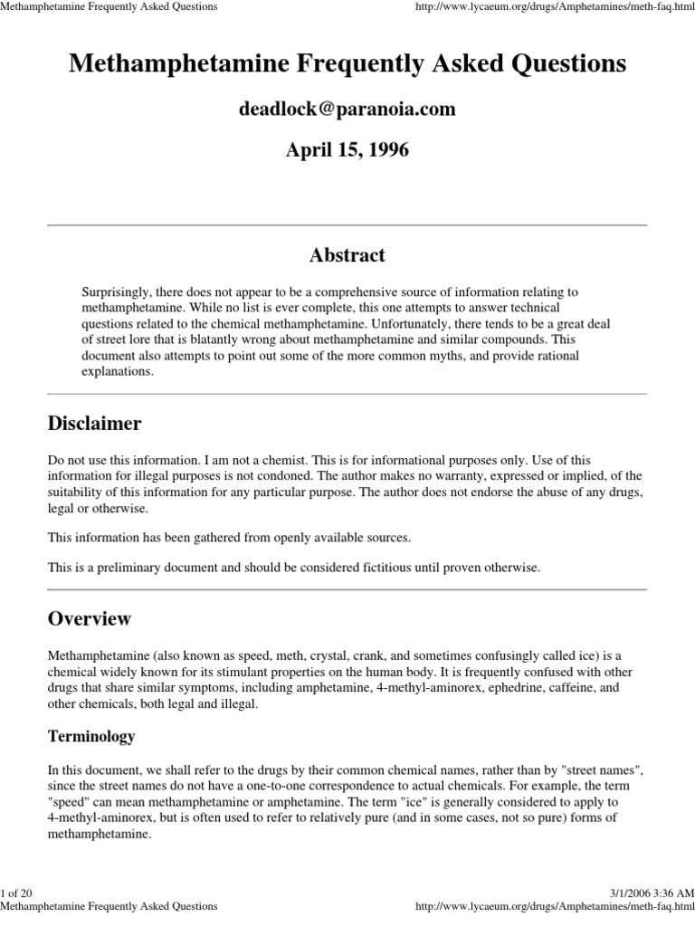 MethFAQ | PDF