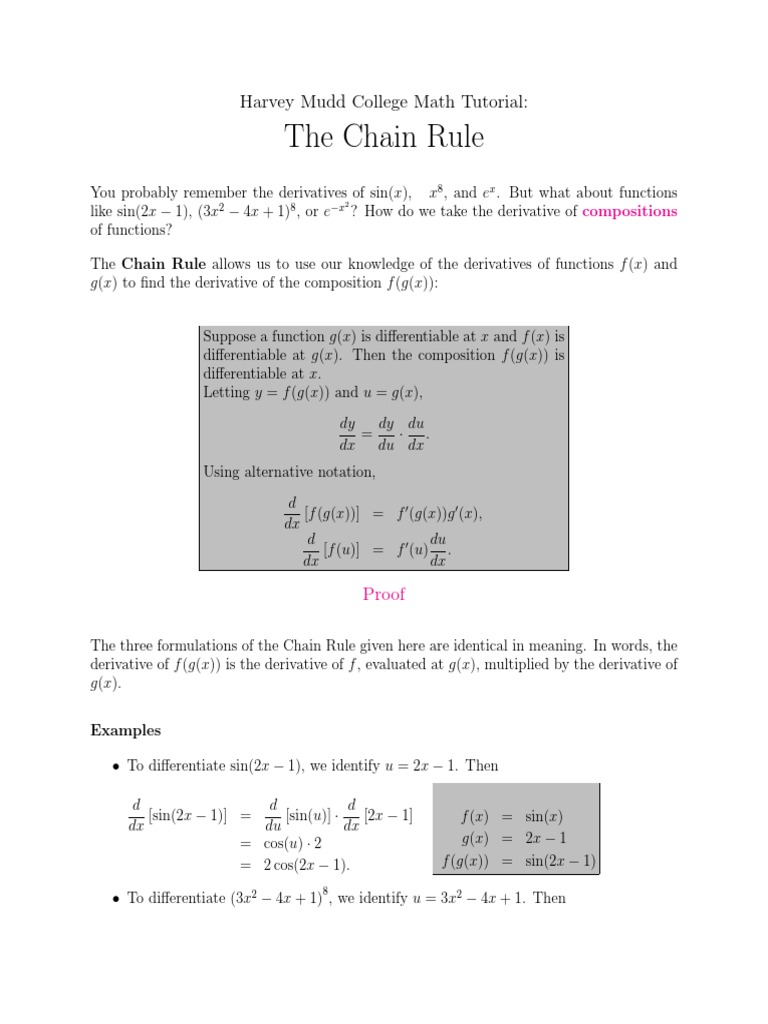 Chainrule PDF | PDF | Derivative | Rates