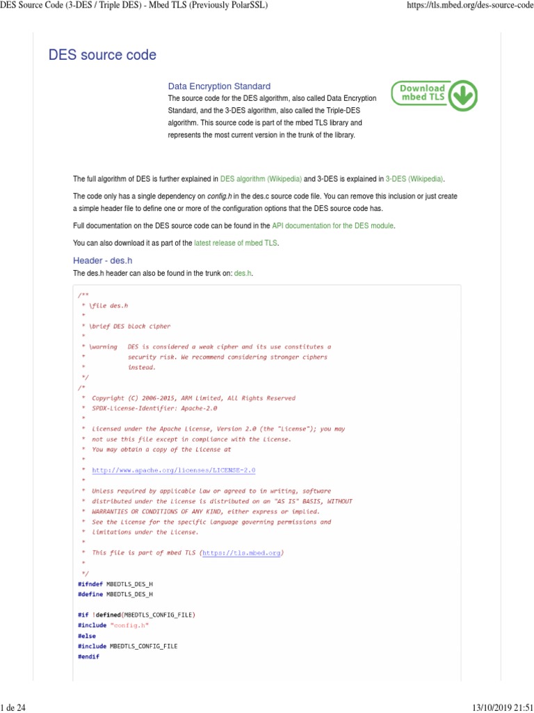 DES and 3-DES Source Code Overview | PDF | Military Communications ...
